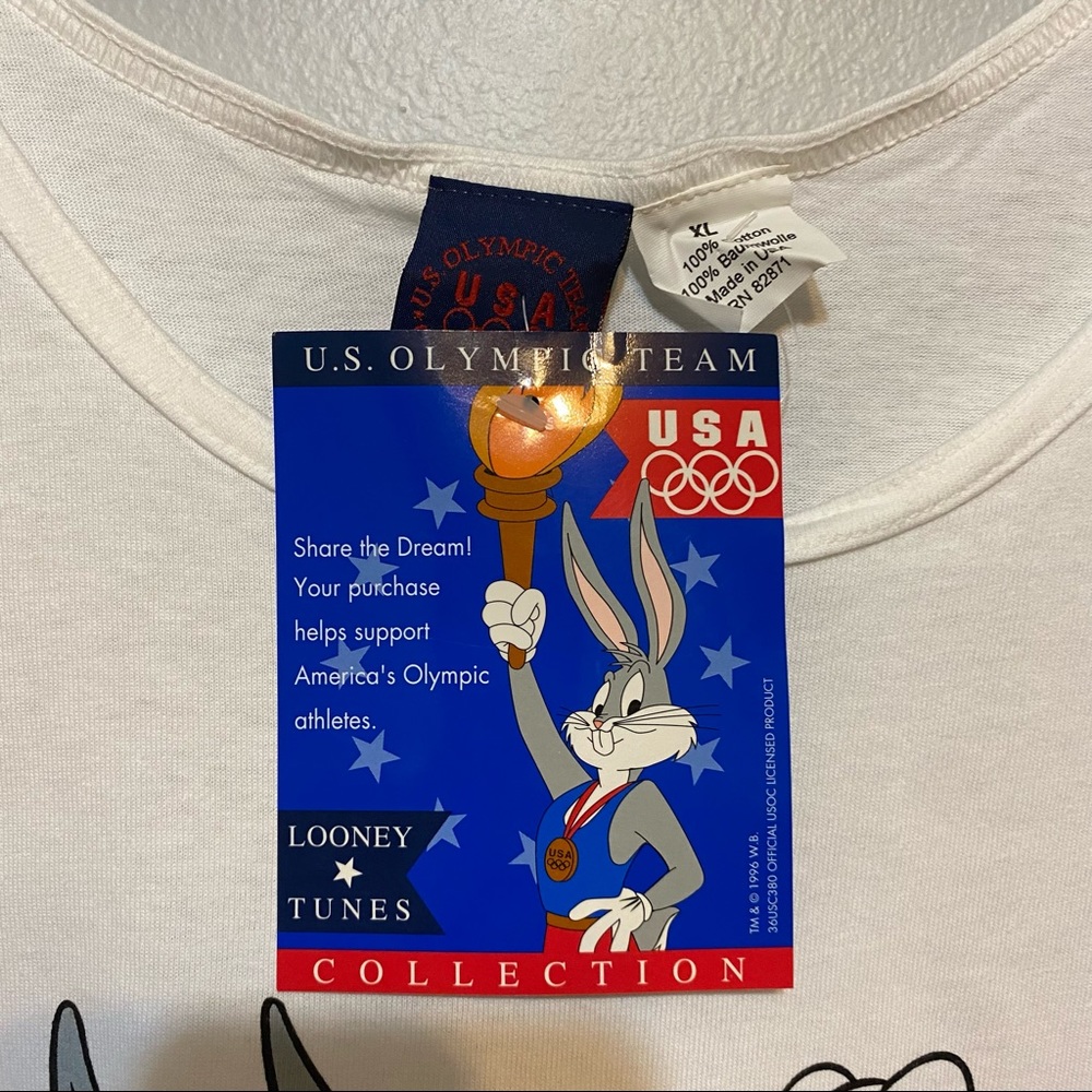 Vintage 90s Warner Bros Olympics USA Bug Bunny Tank Top NWT XL - Picture 4 of 6